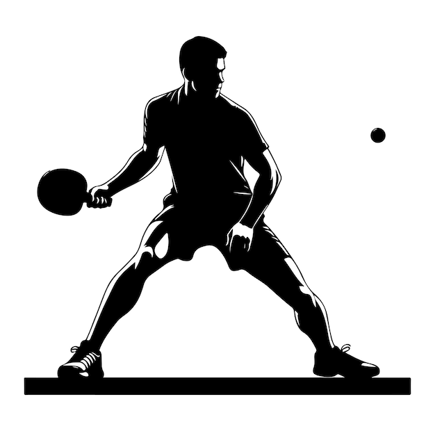 Vecteur silhouette d'un joueur de tennis de table