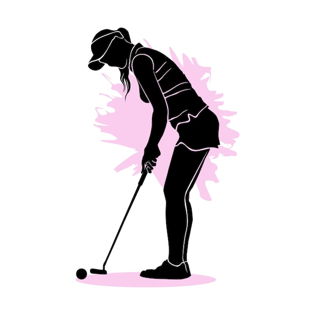 Silhouette d'une joueuse de golf. Illustration vectorielle