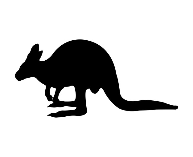 Vecteur silhouette de kangourou plat vecteur isolé sur fond blanc