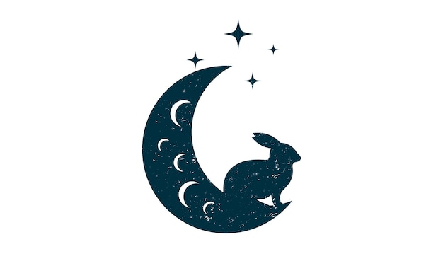 Silhouette De Lapin Dans Le Logo De La Lune