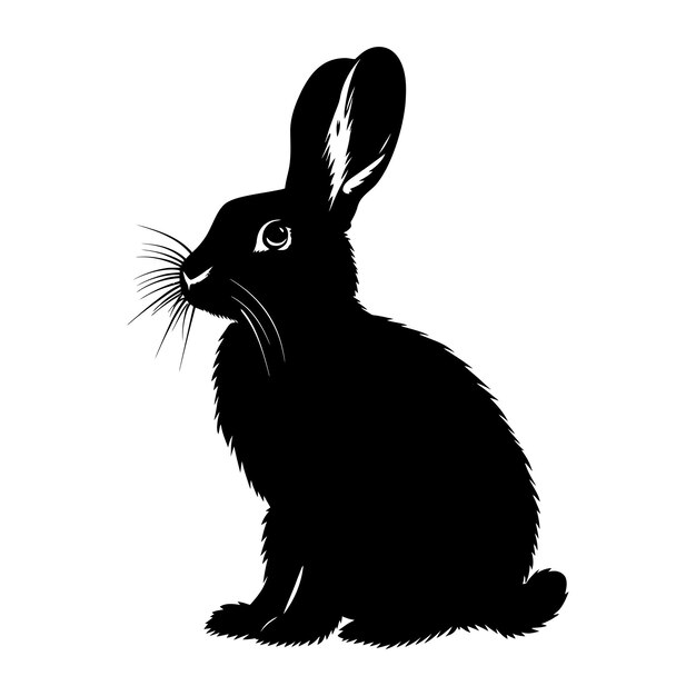 Silhouette De Lapin Ou De Lapin Animal Couleur Noire Uniquement