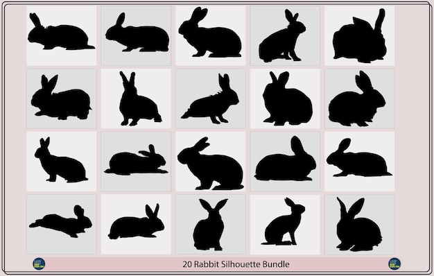 silhouette d'un lapin, vecteur de conception de bundle silhouette lapin