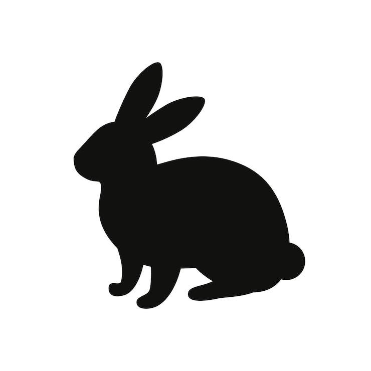 Vecteur silhouette de lièvre sur fond blanc.