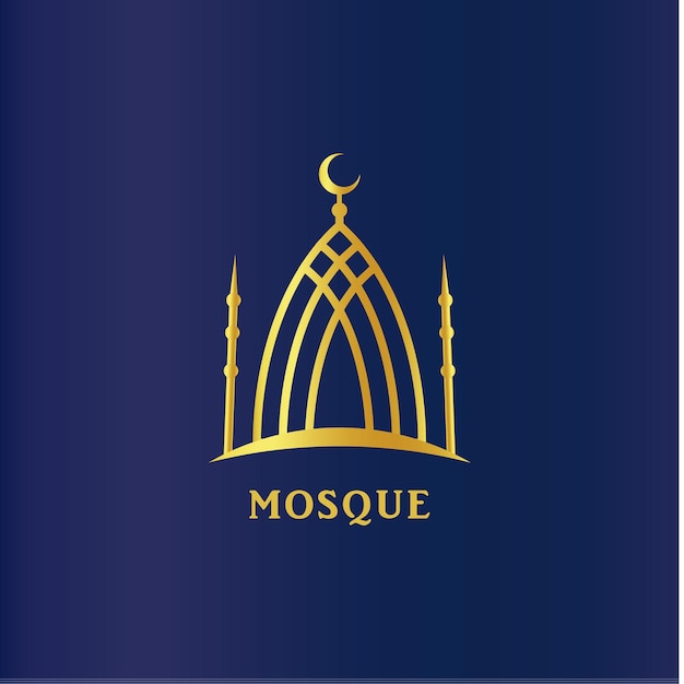 Silhouette Linéaire De La Mosquée Islamique.