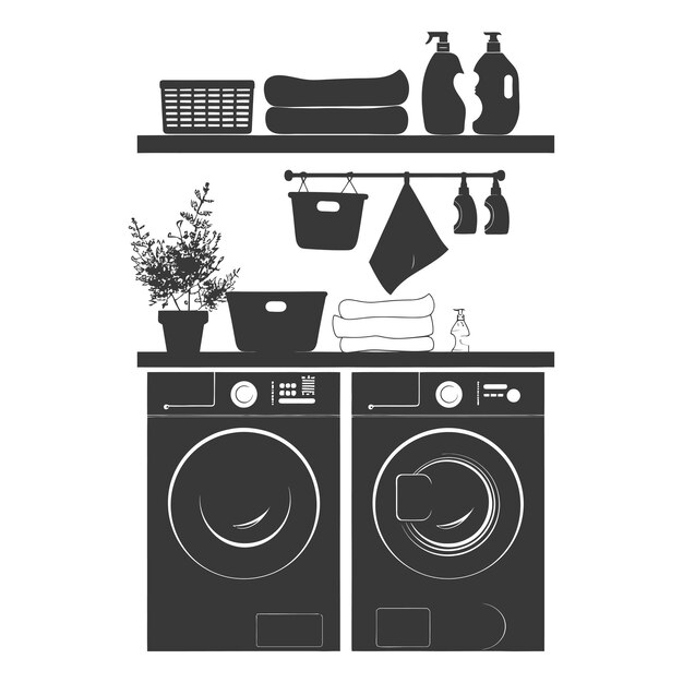 Vecteur silhouette linge à la maison équipement couleur noire seulement