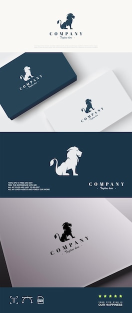 Silhouette De Lion Assis Logo Moderne