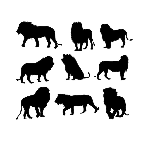 Silhouette de lion avec le contour d'un animal