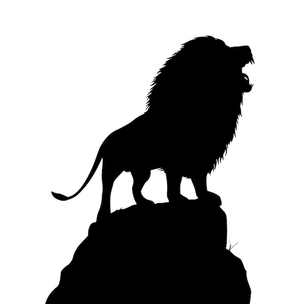 Vecteur silhouette de lion dessiné à la main de vecteur