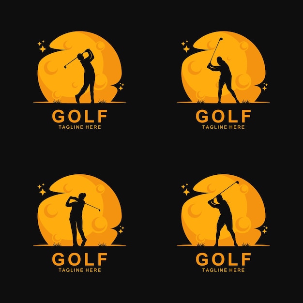 Silhouette De Logo De Golf Sur Le Moo