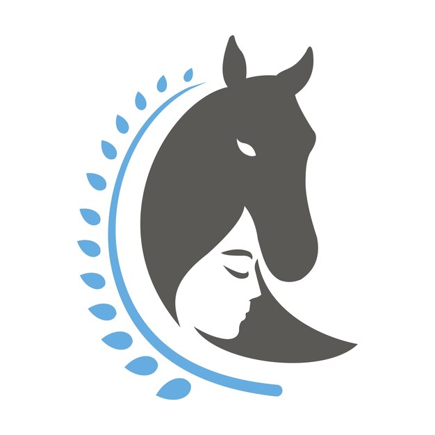 Silhouette De Logo Simple D'une Conception De Vecteur De Femme Tenant Un Cheval