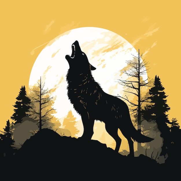 Vecteur silhouette de loup