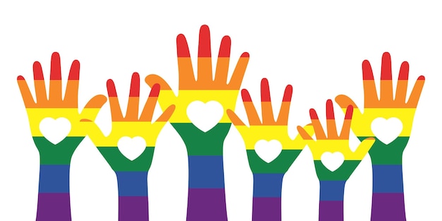 Silhouette de mains arc-en-ciel concept LGBTQI