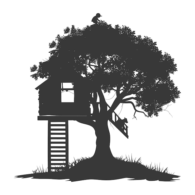 Vecteur silhouette maison dans l'arbre couleur noire seulement