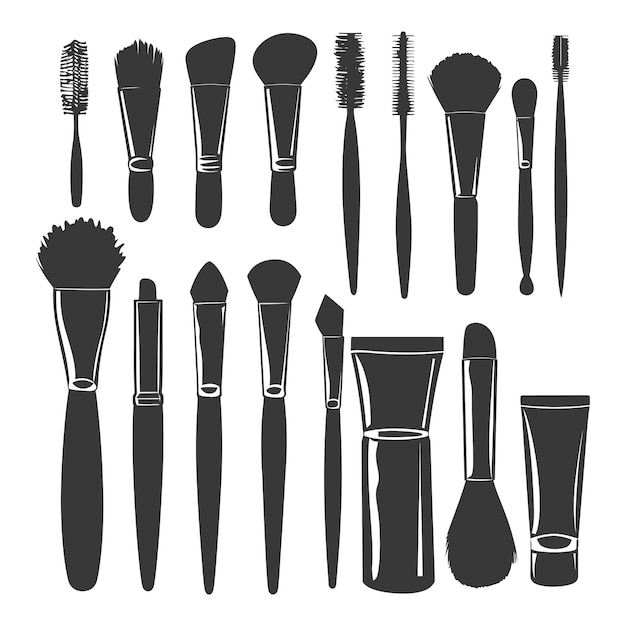 Vecteur silhouette makeup tool and equipment black color only