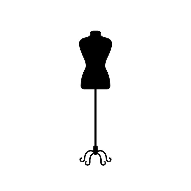 Silhouette Mannequin Figure Féminine Noire Pour Tailleur Couturière Costumier élément De Couture Isolé Mannequin Sur Stand Wintage