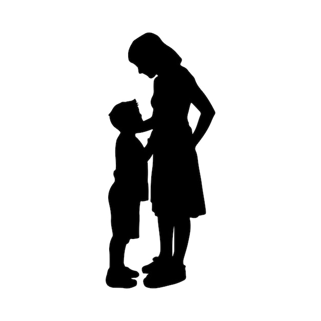 Vecteur la silhouette de la mère et de l'enfant