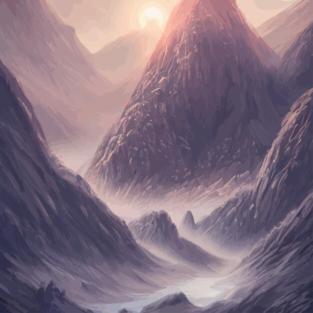 Vecteur silhouette de montagne mature élément icône de plein air sommets de glace enneigés et décoratif réaliste