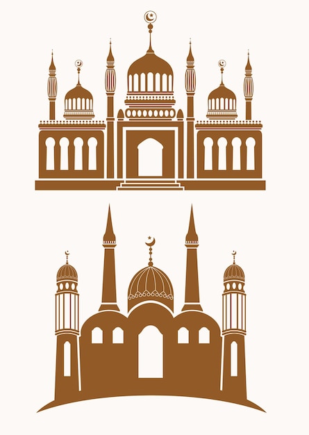 Vecteur silhouette de la mosquée islamique marron