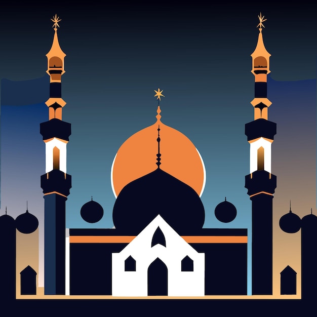 Vecteur silhouette de mosquée vectorielle dans le style islamique