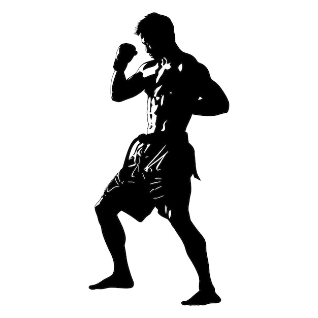 Vecteur silhouette muay thai tout le corps couleur noire seulement