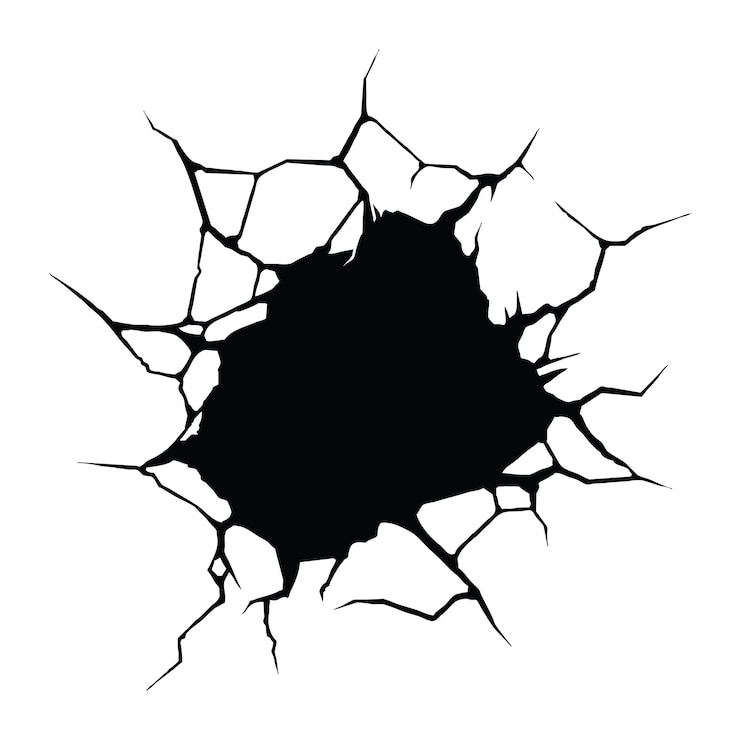 Vecteur la silhouette d'un mur brisé