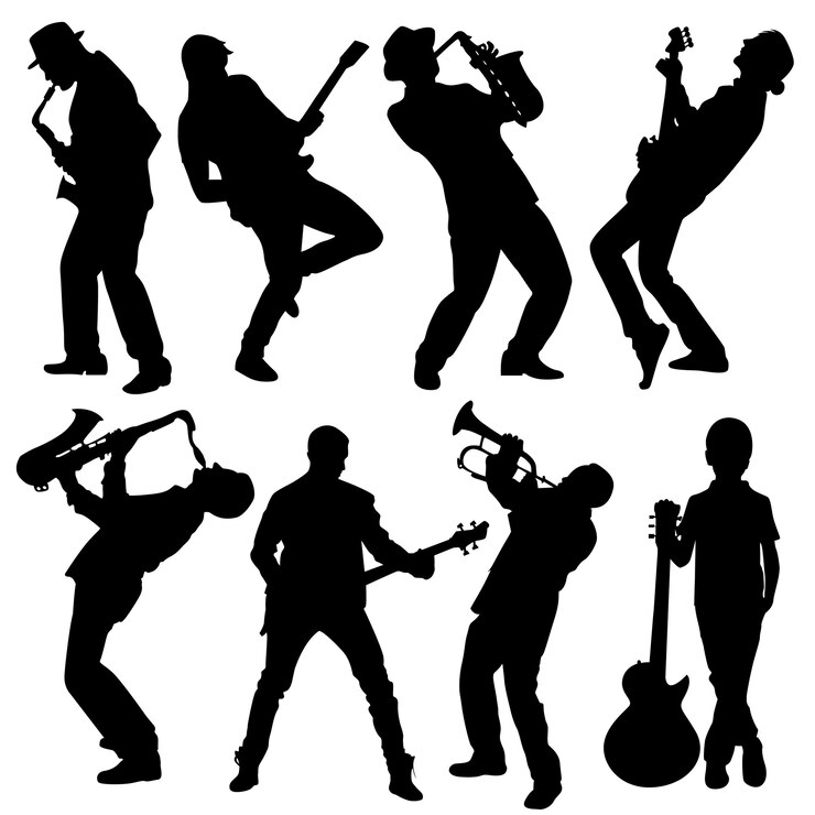Vecteur silhouette des musiciens