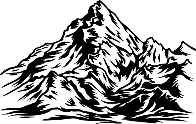 Vecteur la silhouette en noir et blanc de l'art vectoriel de la montagne