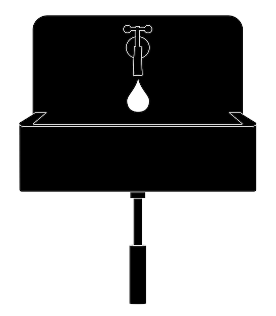 Une Silhouette En Noir Et Blanc D'une Fontaine à Eau Avec Une Goutte D'eau Dessus.