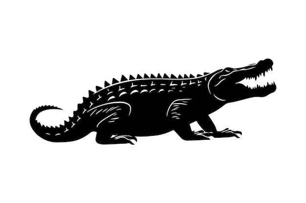 Vecteur silhouette noire d'un alligator image isolée d'un crocodile sur fond blanc animal d'amérique du nord