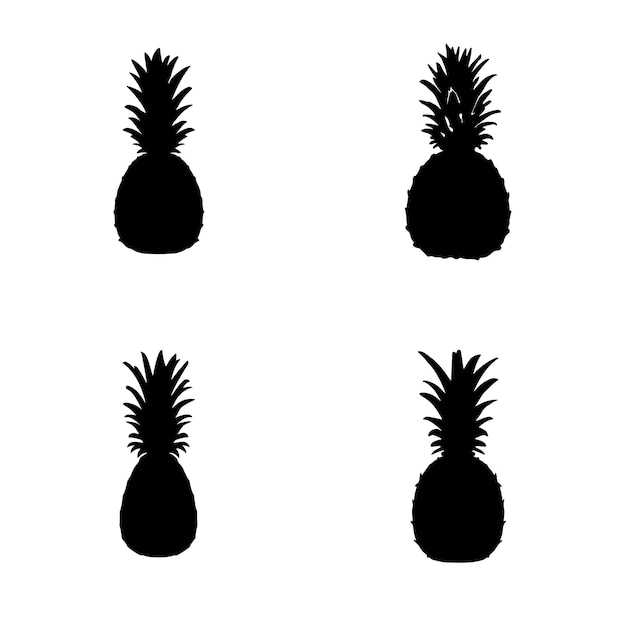 Vecteur la silhouette noire de l'ananas