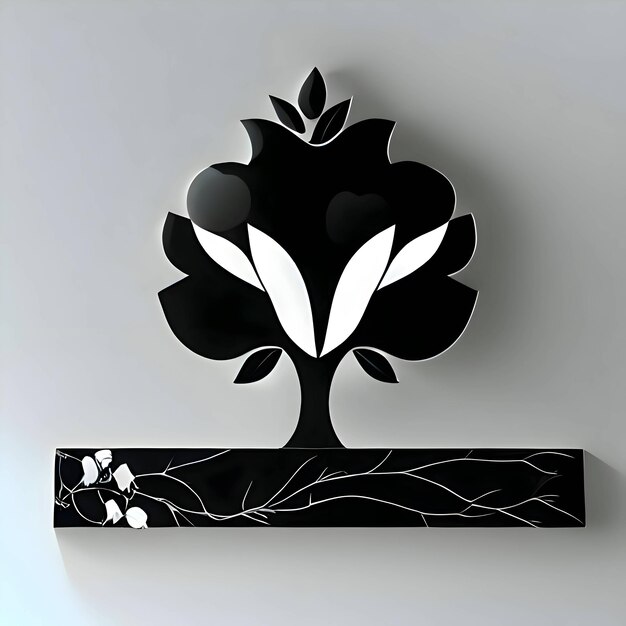 Vecteur silhouette noire d'un arbre avec des pommes sur fond gris