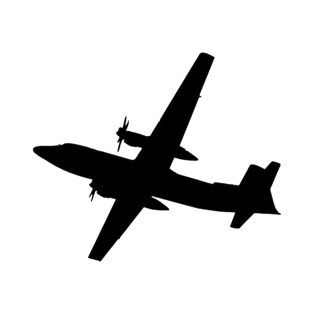 Vecteur silhouette noire d'avion de vecteur sur le fond blanc