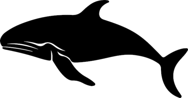 Vecteur silhouette noire de baleine à tête d'arc avec un fond transparent