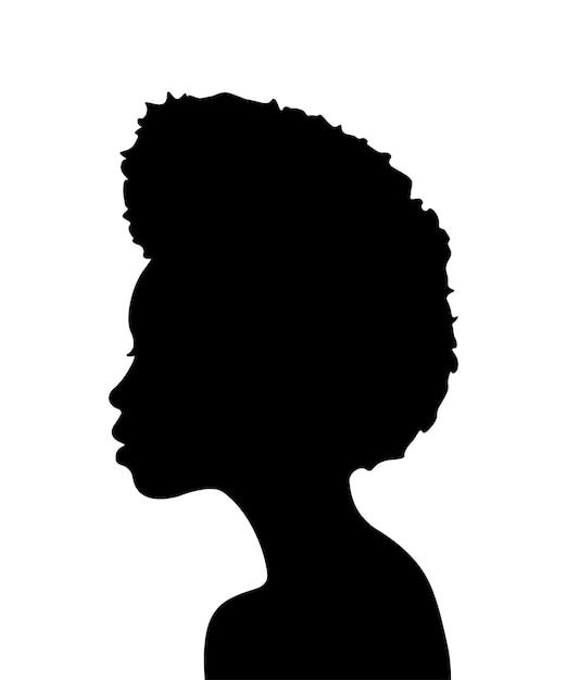 Vecteur silhouette noire de beauté féminine africaine avec vecteur de coiffure bouclée