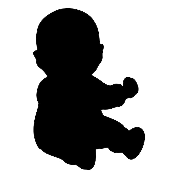 Vecteur la silhouette noire d'un bébé mignon et adorable