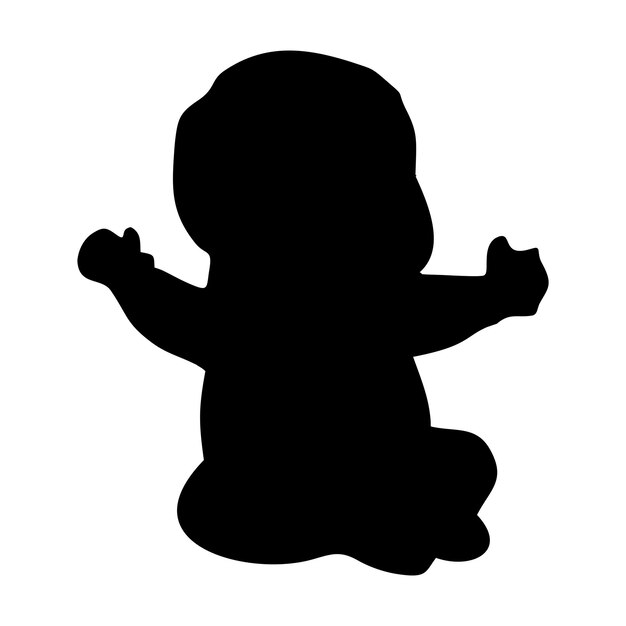 Vecteur la silhouette noire d'un bébé mignon et adorable