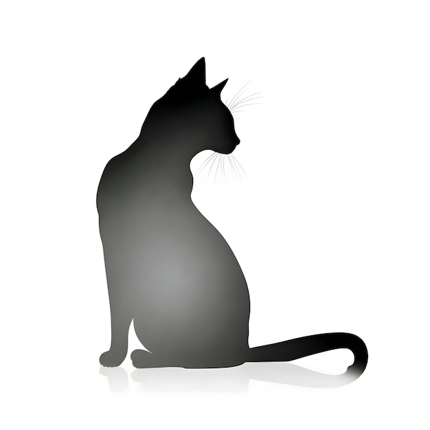 Vecteur silhouette noire d'un chat sur fond blanc