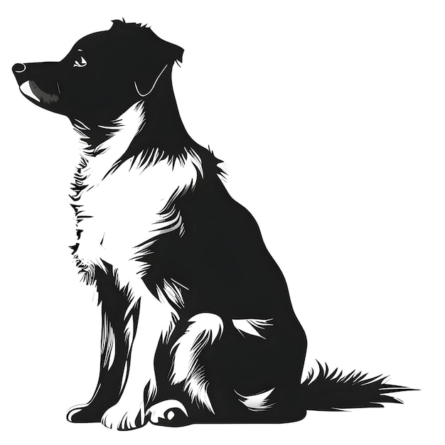 Vecteur silhouette noire d'un chien sur fond blanc