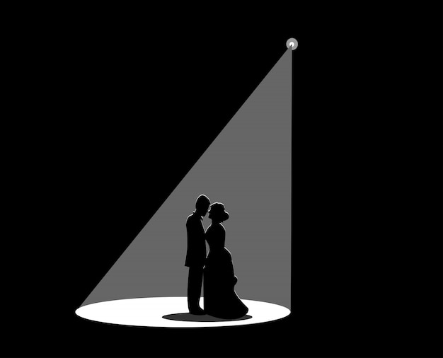 Silhouette Noire D'un Couple Marié