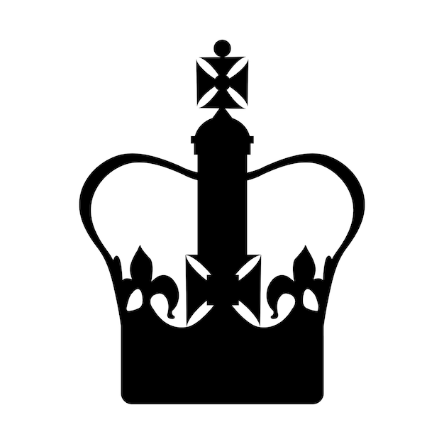 Silhouette noire de la couronne d'État impériale du Royaume-Uni Illustration vectorielle des joyaux de la couronne du Royaume-Uni symbole de la monarchie