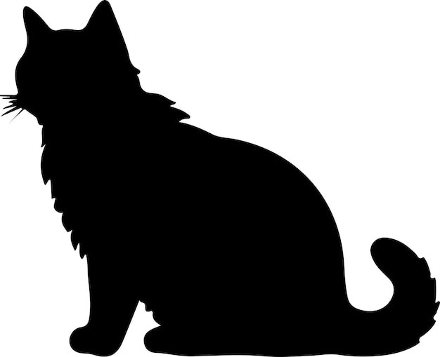 Vecteur silhouette noire du chat de manx avec un fond transparent