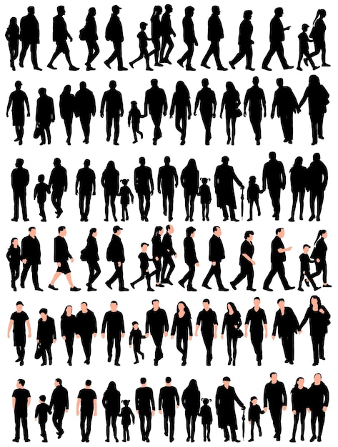 Silhouette noire du jeu de personnes marchant