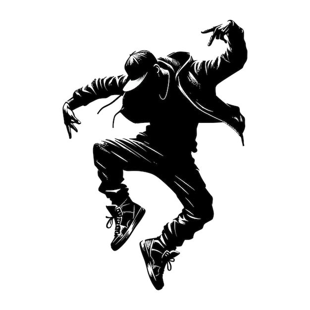 Silhouette Noire Du Vecteur De Danseur De Hip-hop