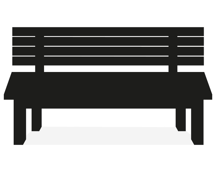 Vecteur silhouette noire du vecteur plat de banc