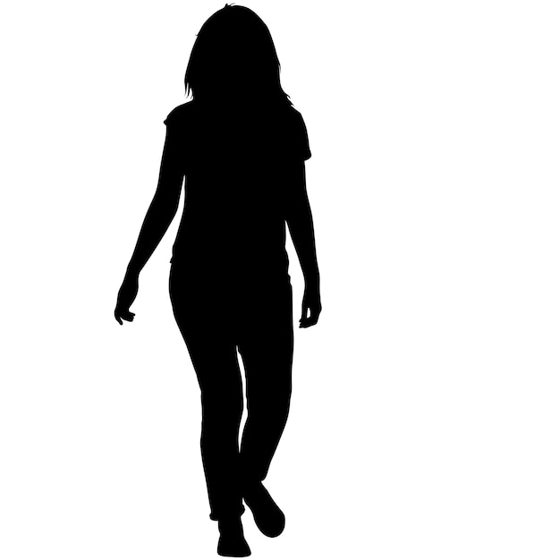 Silhouette noire femme debout personnes sur fond blanc