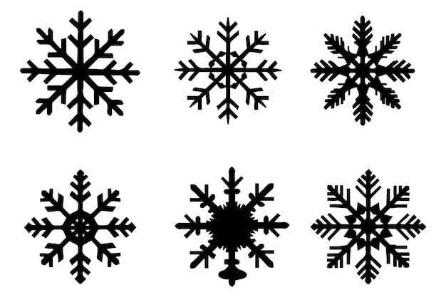 silhouette noire flocon de neige vecteur dessiné
