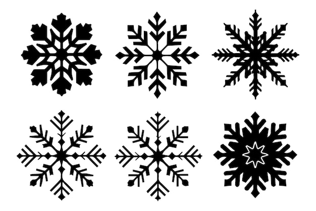 silhouette noire flocon de neige vecteur dessiné