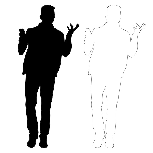 Vecteur silhouette noire homme debout