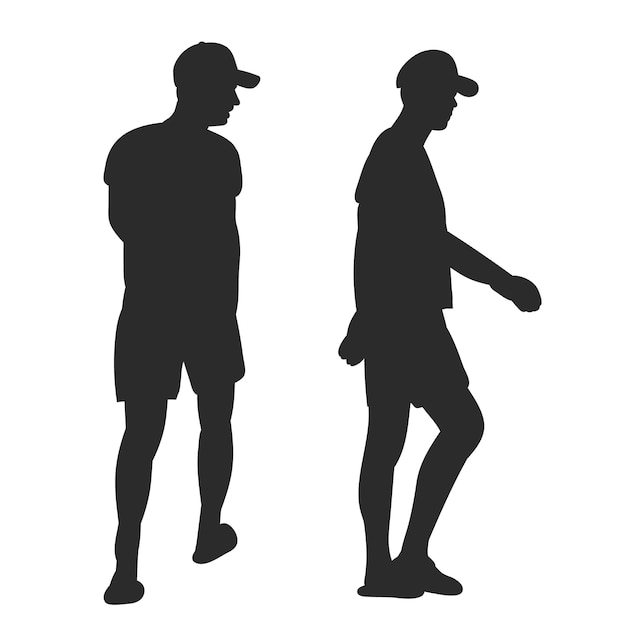 Vecteur silhouette noire isolée de vecteur d'un homme qui marche