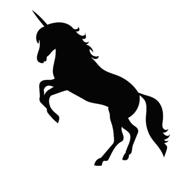 Silhouette noire d'une licorne, vecteur